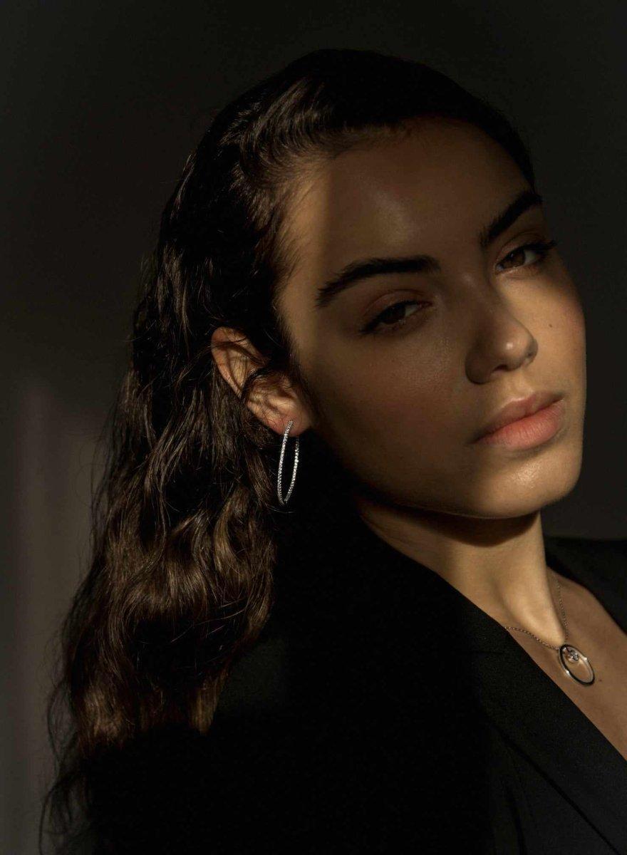 boucles d'oreilles créoles avec carril de zircons LINEARGENT