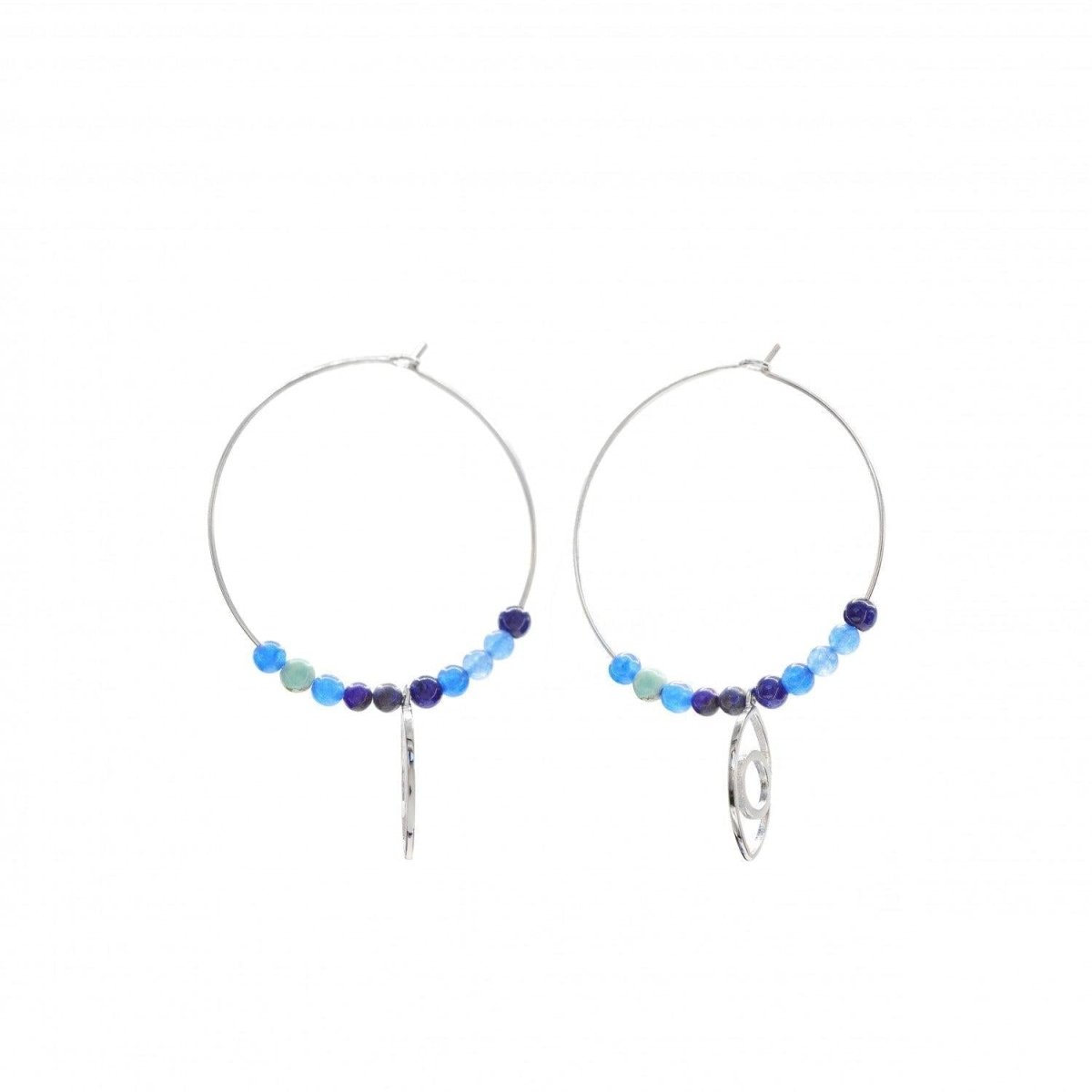 Pendientes aros con colgantes detalle de ojo y gemas-LINEARGENT