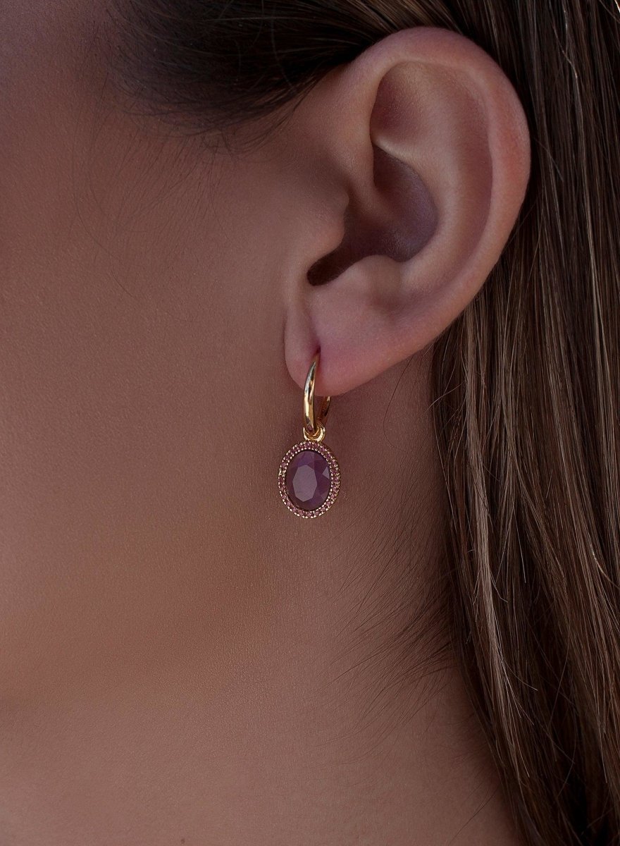 Pendientes aros con colgantes diseño circular tono amatista-LINEARGENT