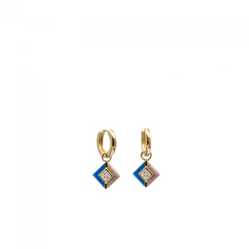 Pendientes aros con colgantes diseño cuadrado con circonita