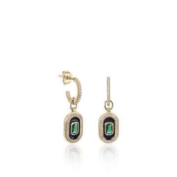 Pendientes aros con colgantes diseño ovalado con circonitas