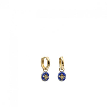 Pendientes aros con colgantes diseño redondo de lapislázuli