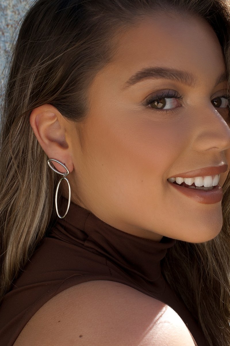 Pendientes aros con colgantes forma ovalada