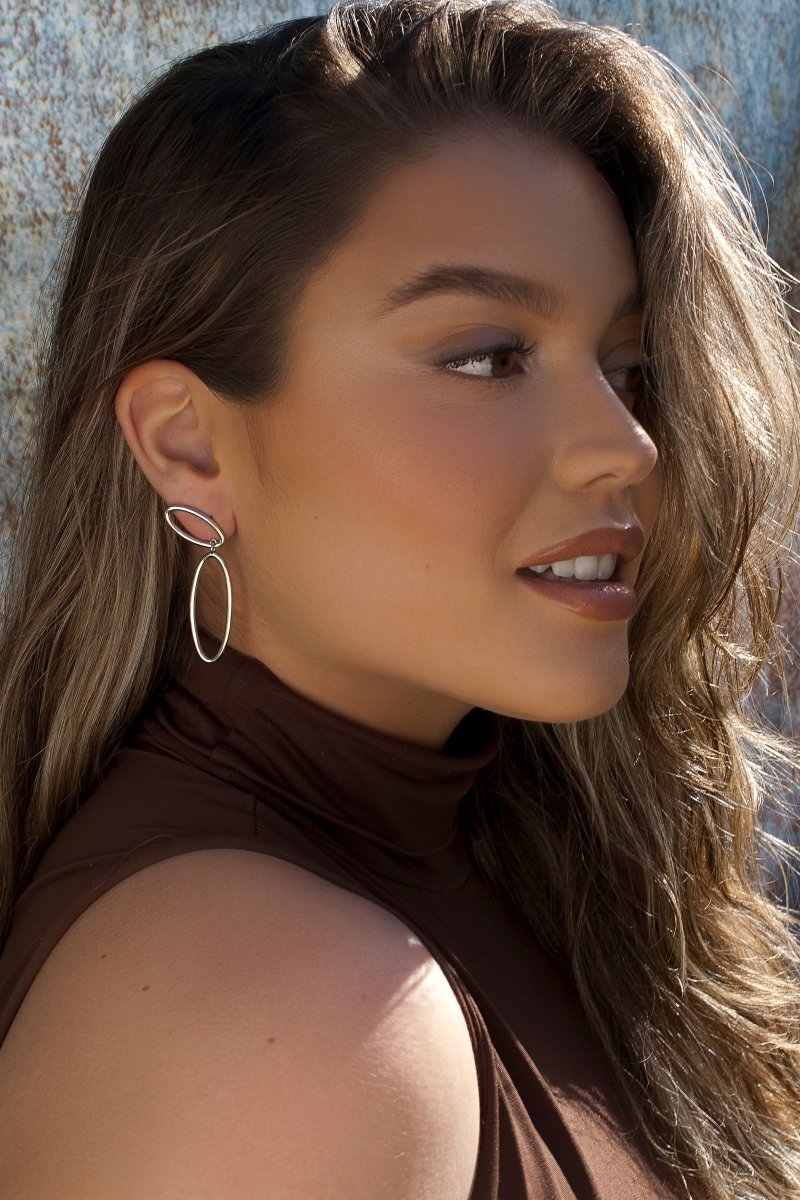 Pendientes aros con colgantes forma ovalada