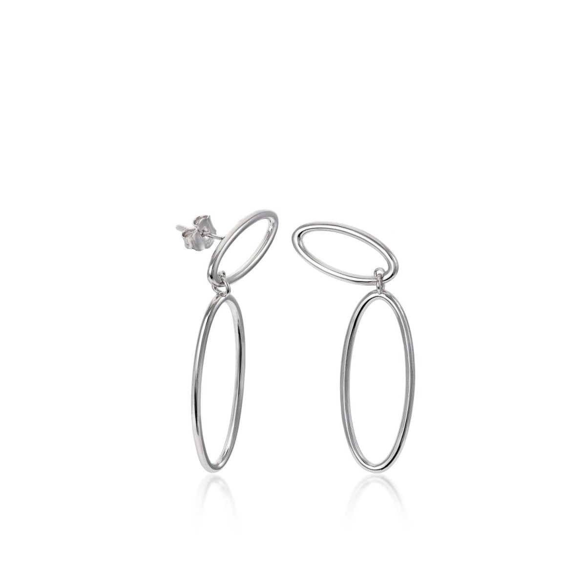 Pendientes aros con colgantes forma ovalada-LINEARGENT