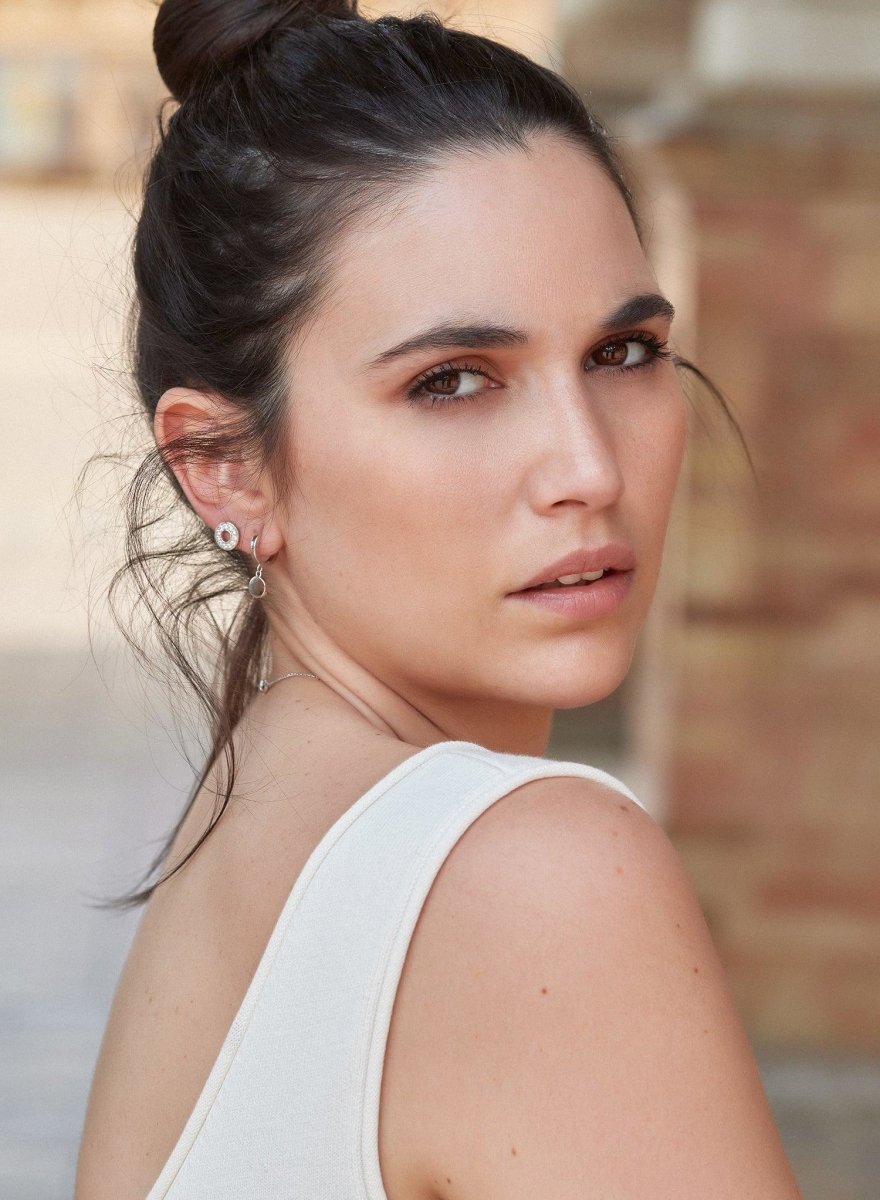 boucles d'oreilles créoles avec pendentifs motif circulaire et LINEARGENT