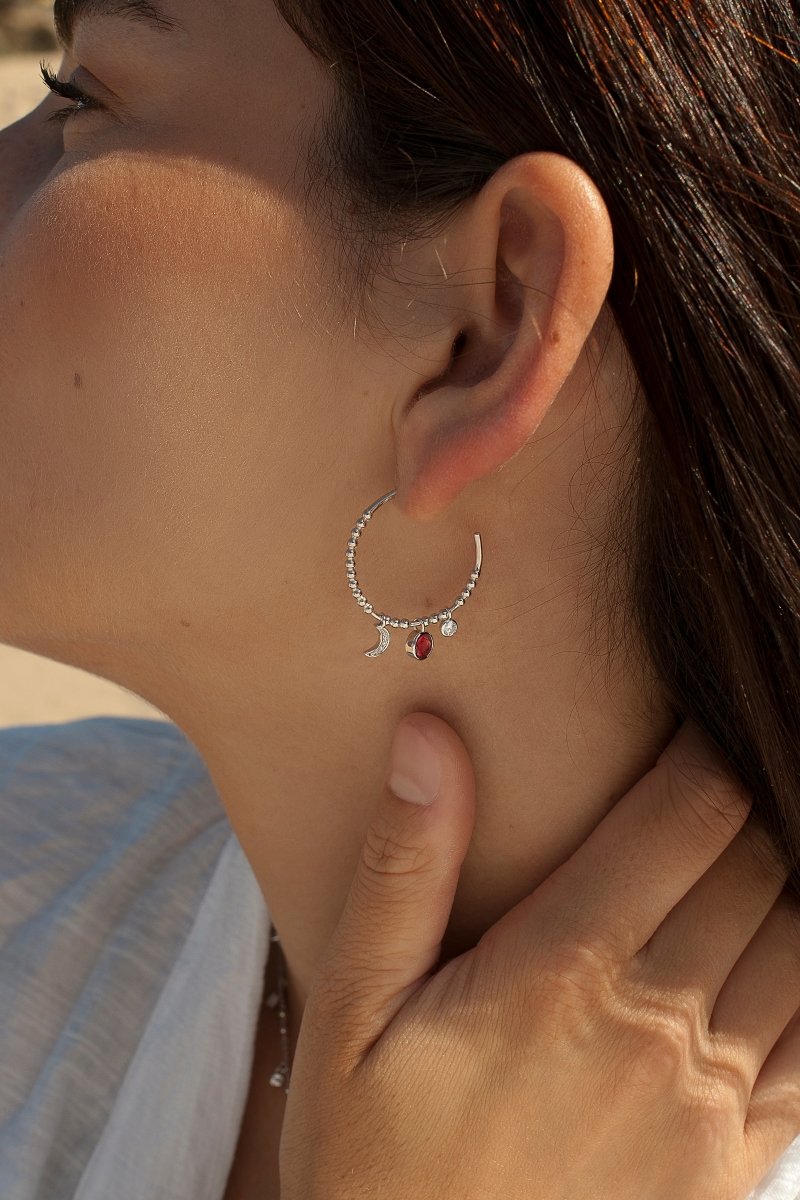 Boucles d'oreillesavec pendentifs motif de  et cercle