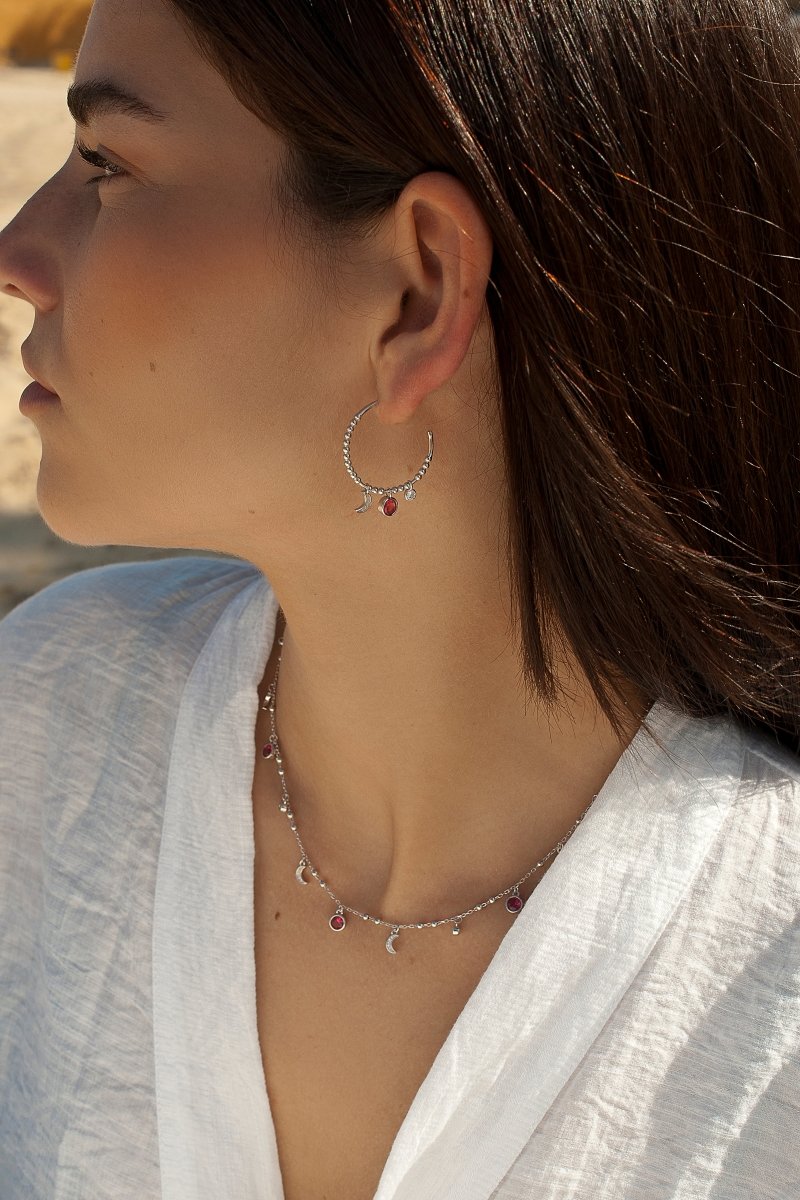 Boucles d'oreillesavec pendentifs motif de  et cercle