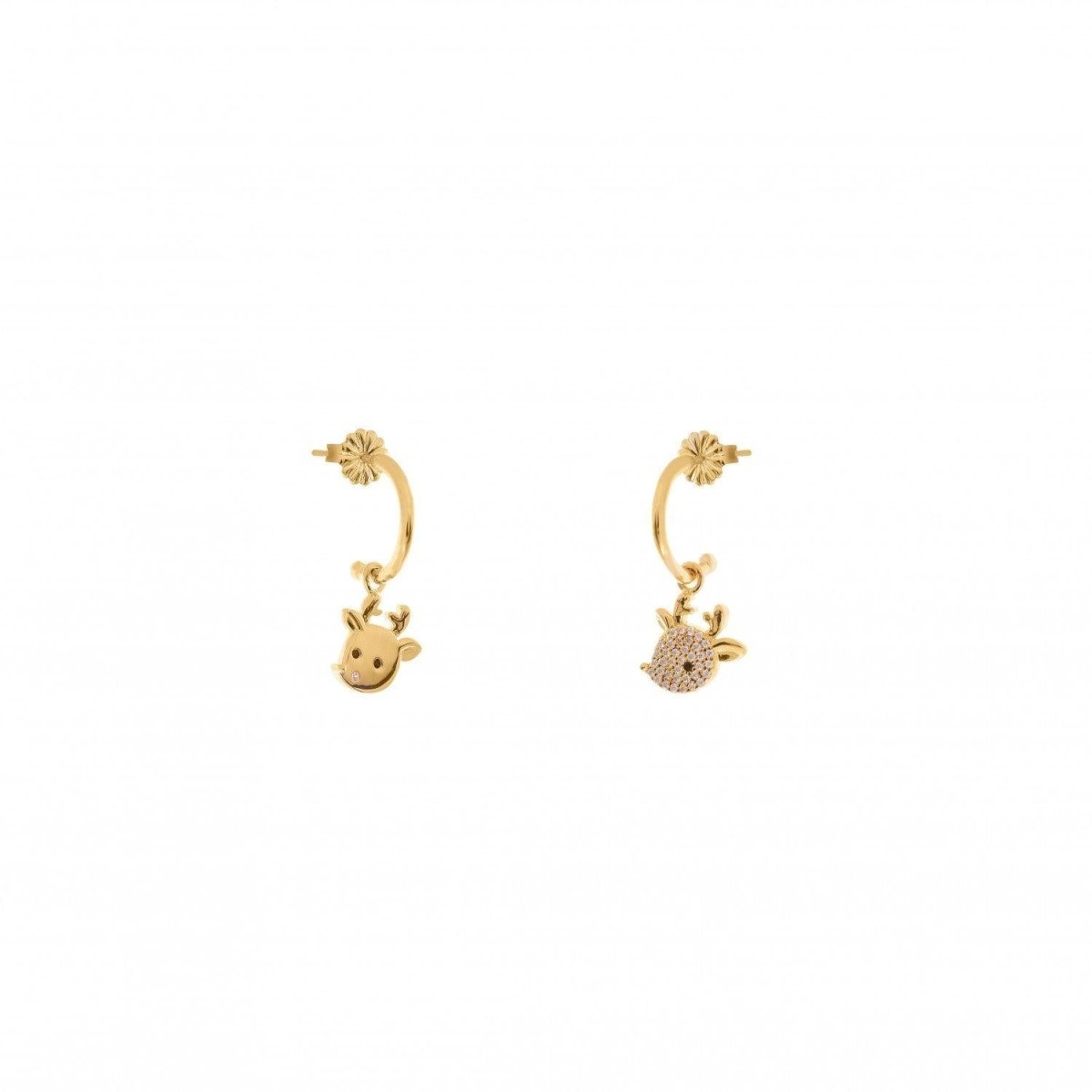 Pendientes aros con colgantes motivo de reno con circonitas-LINEARGENT