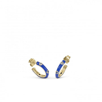 Pendientes aros de plata diseño esmalte azul oscuro