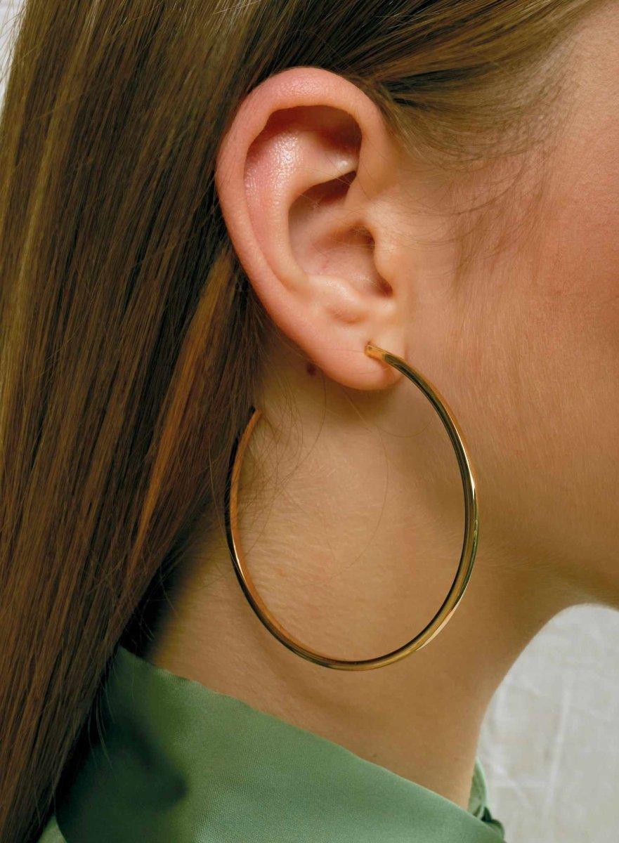 Pendientes aros grandes diseño cuadrado bañados en oro-LINEARGENT