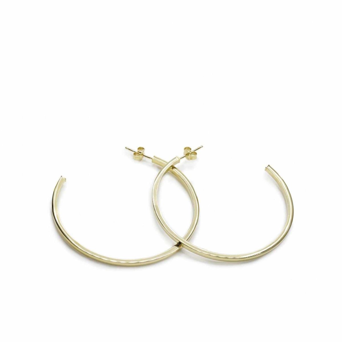 Pendientes aros grandes diseño cuadrado bañados en oro-LINEARGENT