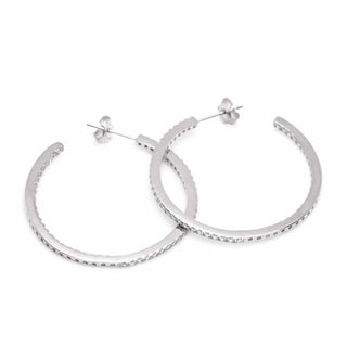 Pendientes aros grandes doble raíl de circonitas y diseño cuadrado