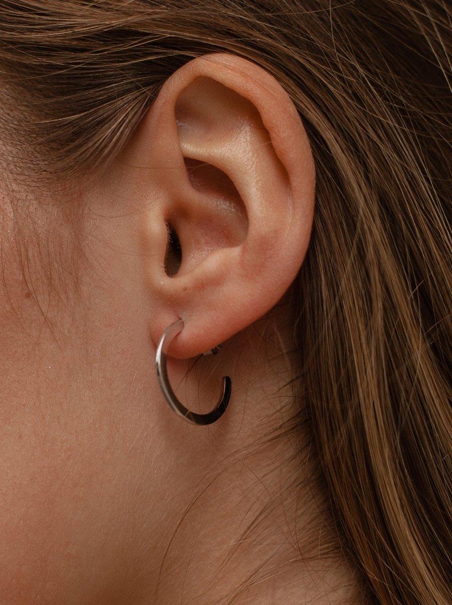 Pendientes aros medianos clásicos y elegantes estilo plano-LINEARGENT