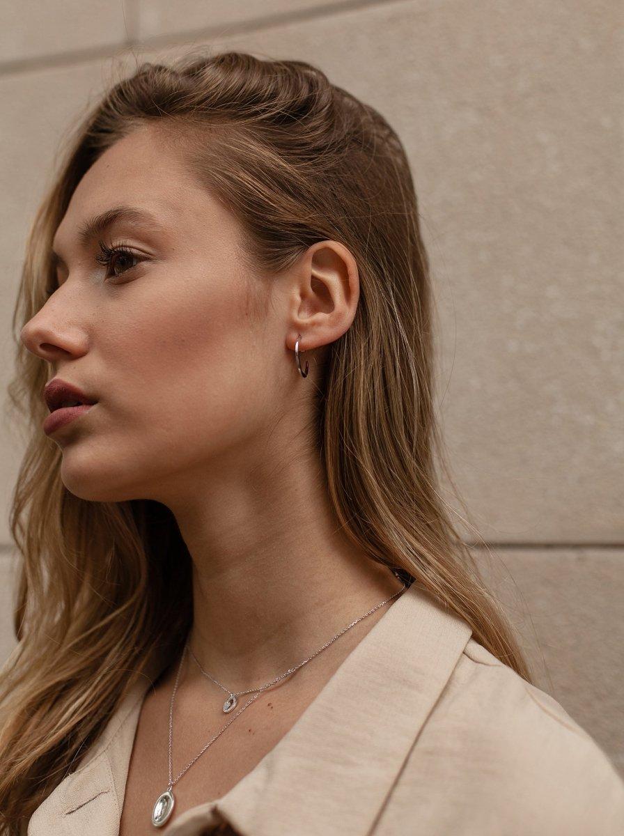 Pendientes aros medianos clásicos y elegantes estilo plano-LINEARGENT