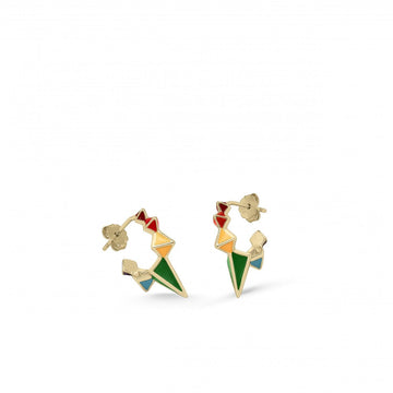 Pendientes aros originales diseño multicolor y baño de oro