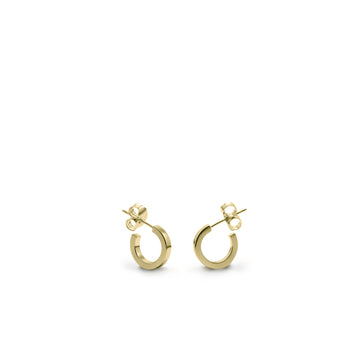 Pendientes aros pequeños con baño dorado diseño cuadrado
