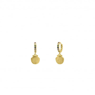 Pendientes aros pequeños con colgante de mini concha