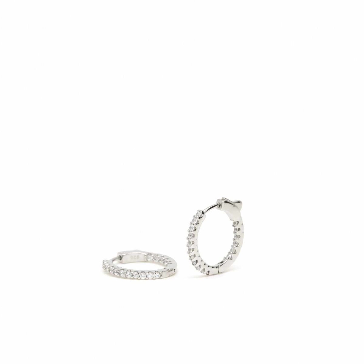 Pendientes aros pequeños diseño doble carril de circonitas-LINEARGENT