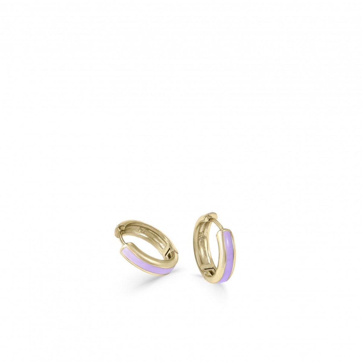 Pendientes aros pequeños diseño esmalte malva bañados en oro-LINEARGENT