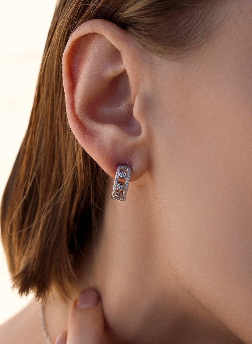 Pendientes aros pequeños diseño grueso semi abiertos-LINEARGENT