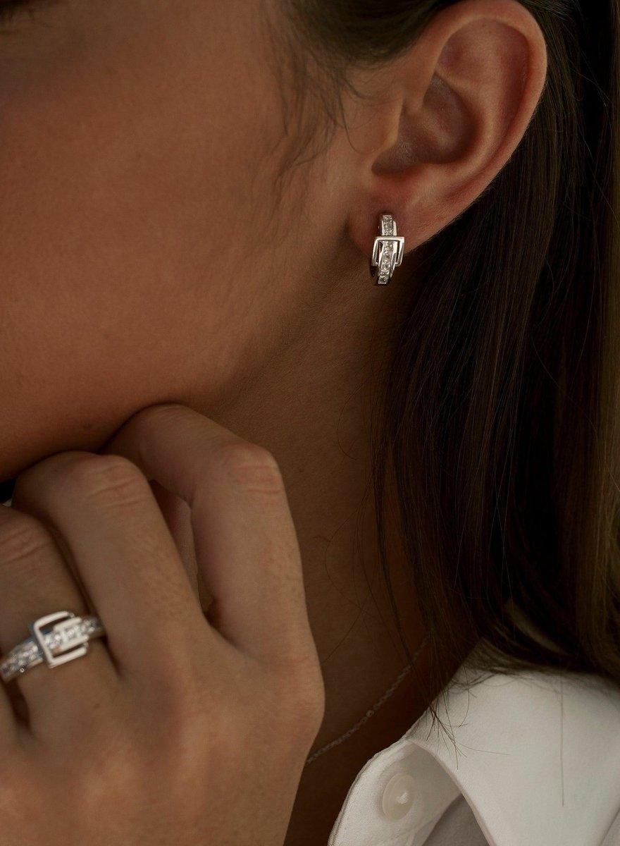 Boucles d'oreilles créoles petits design boucle avec zirconsLINEARGENT