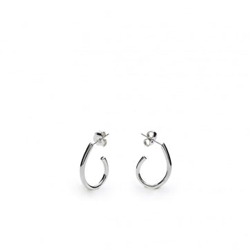 Pendientes aros pequeños diseño semiabierto redondo y plata lisa