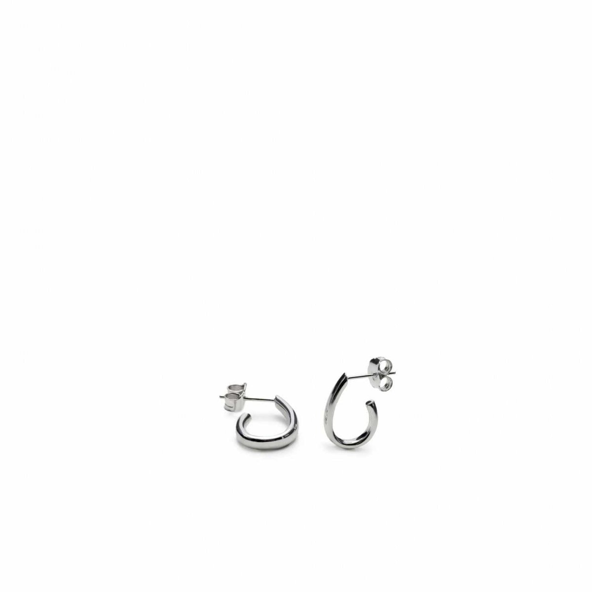 Pendientes aros pequeños diseño semiabierto y plata lisa-LINEARGENT