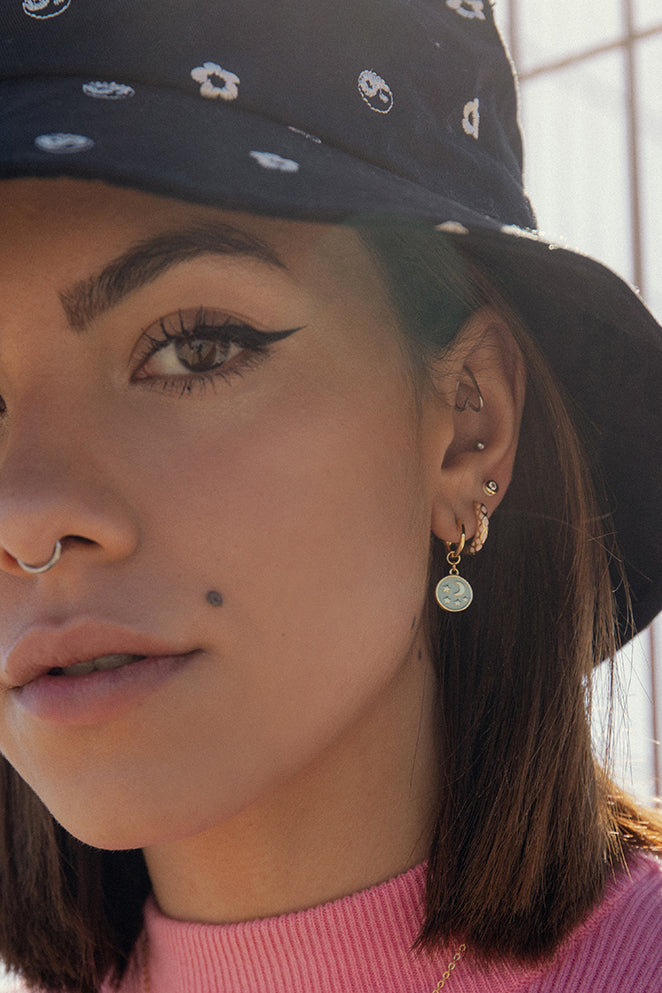 earrings hoops small pattern Geometric tone Green pastel