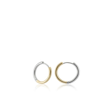Pendientes bicolor de plata diseño aro