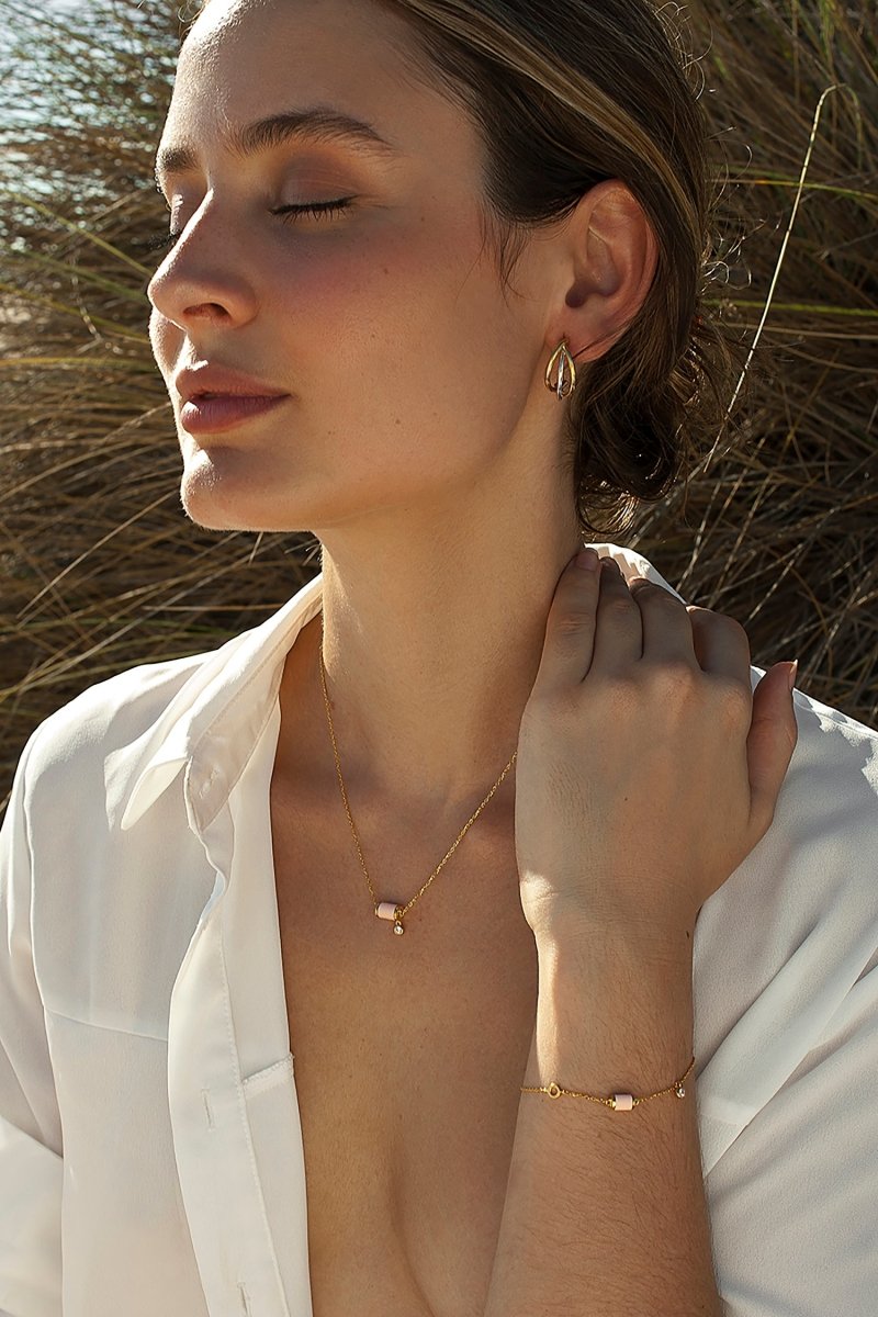 earrings two tone silver original design oval triple rail and gold in