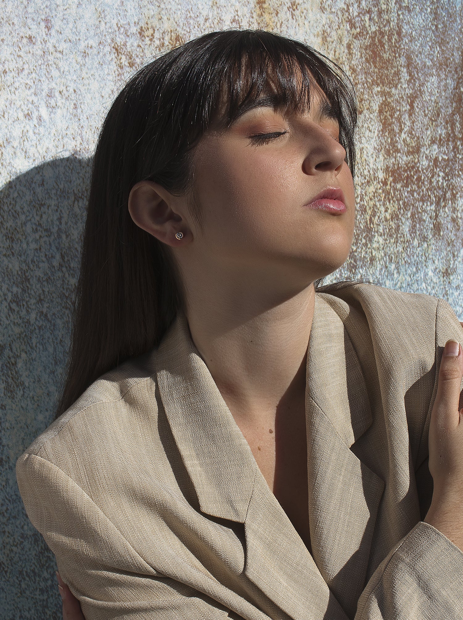 Pendientes botón diseño circular con circonita y oro rosa