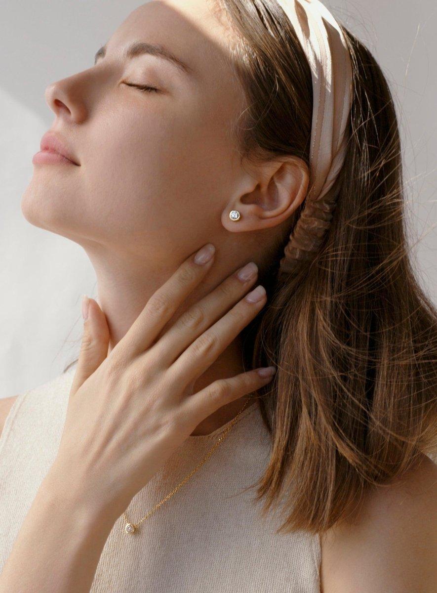 bouton boucles boucles d'oreilles design zircon plaqués LINEARGENT