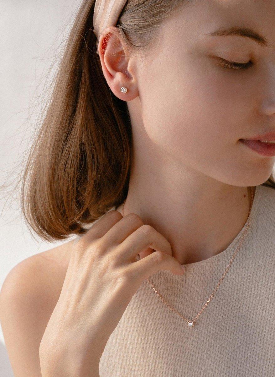 Boucles d'oreilles boutons design de zircon plaqués LINEARGENT