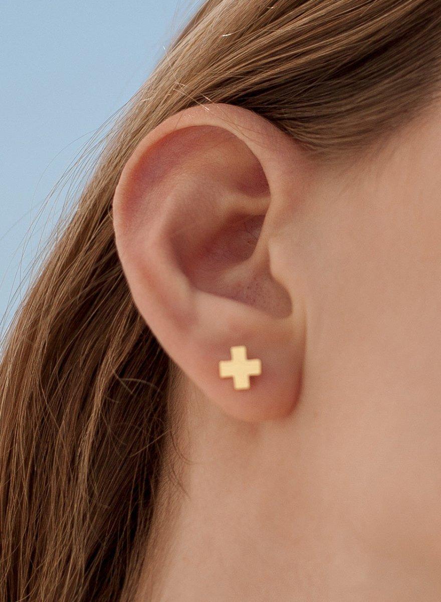 Boucles d'oreilles boutons design plaqués croisées de LINEARGENT