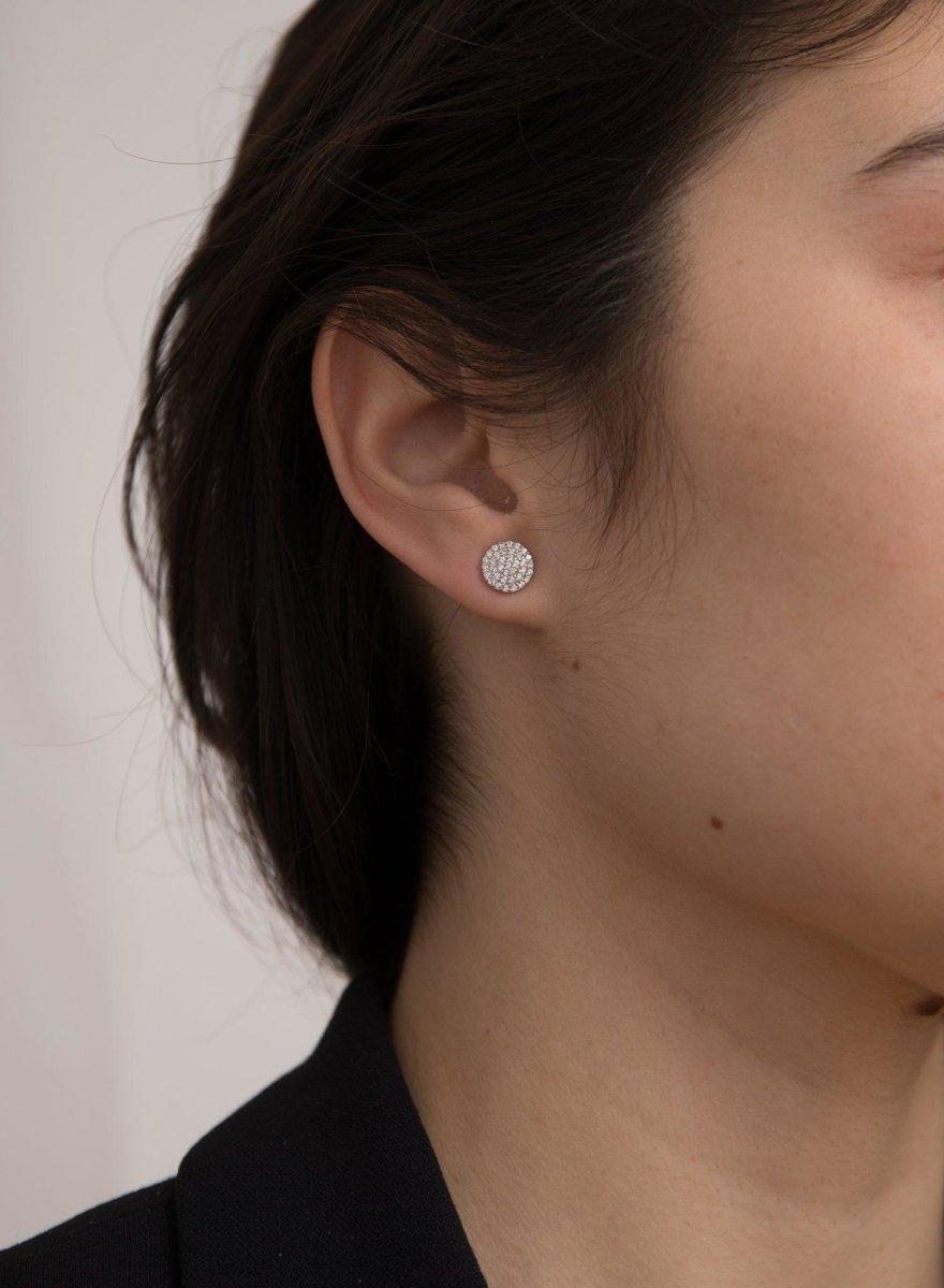 Boucles d'oreilles brillants petits motif cercle et zircons-LINEARGENT