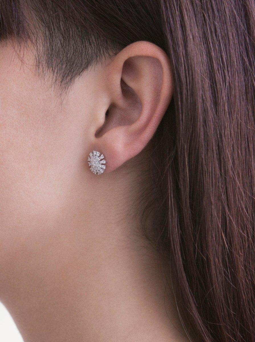 Boucles d'oreillespetits  boucles d'oreilles brillants de soleil avec zircons-LINEARGENT
