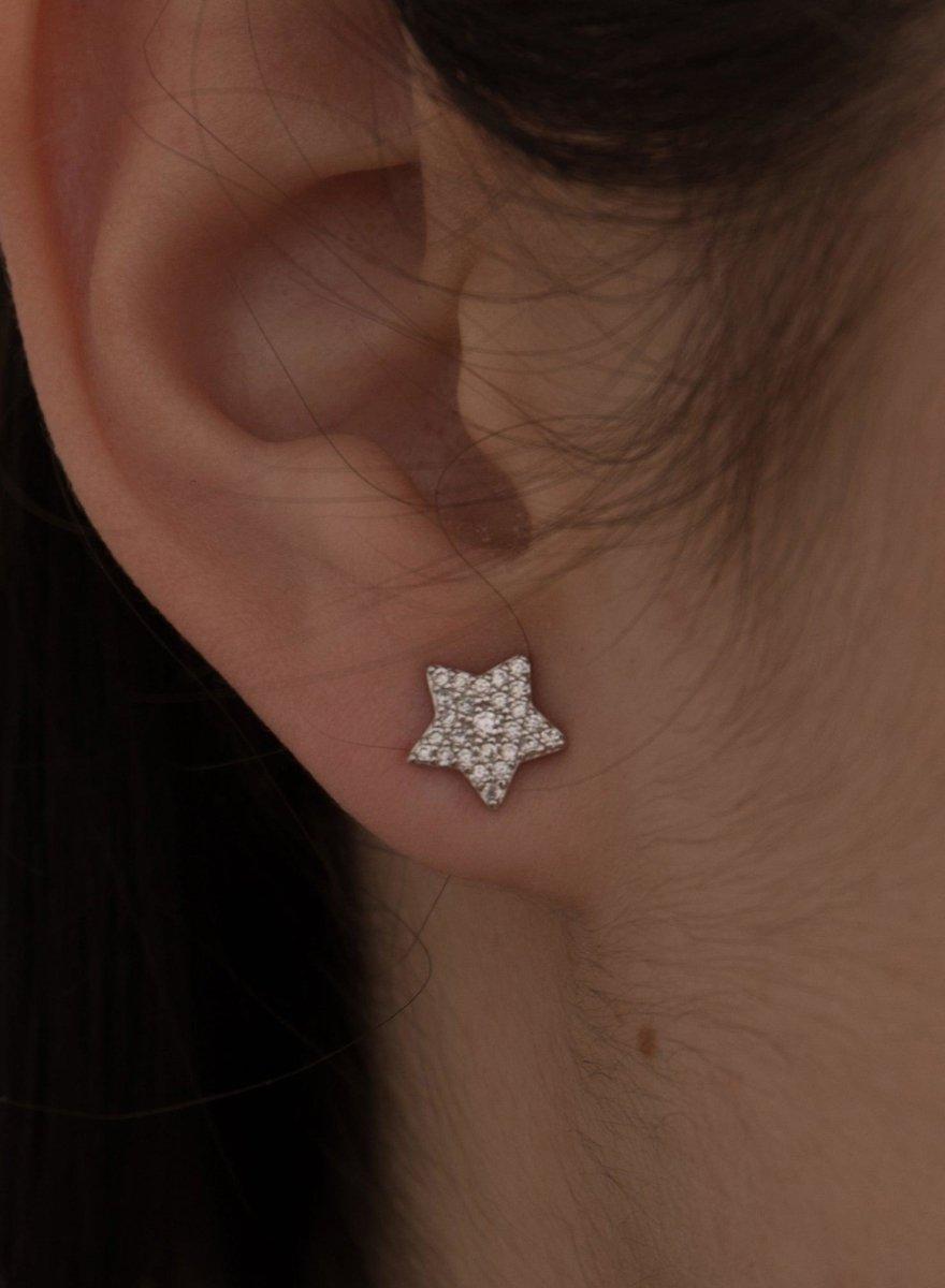 Boucles d'oreilles brillants petits motif étoile et zirconsLINEARGENT