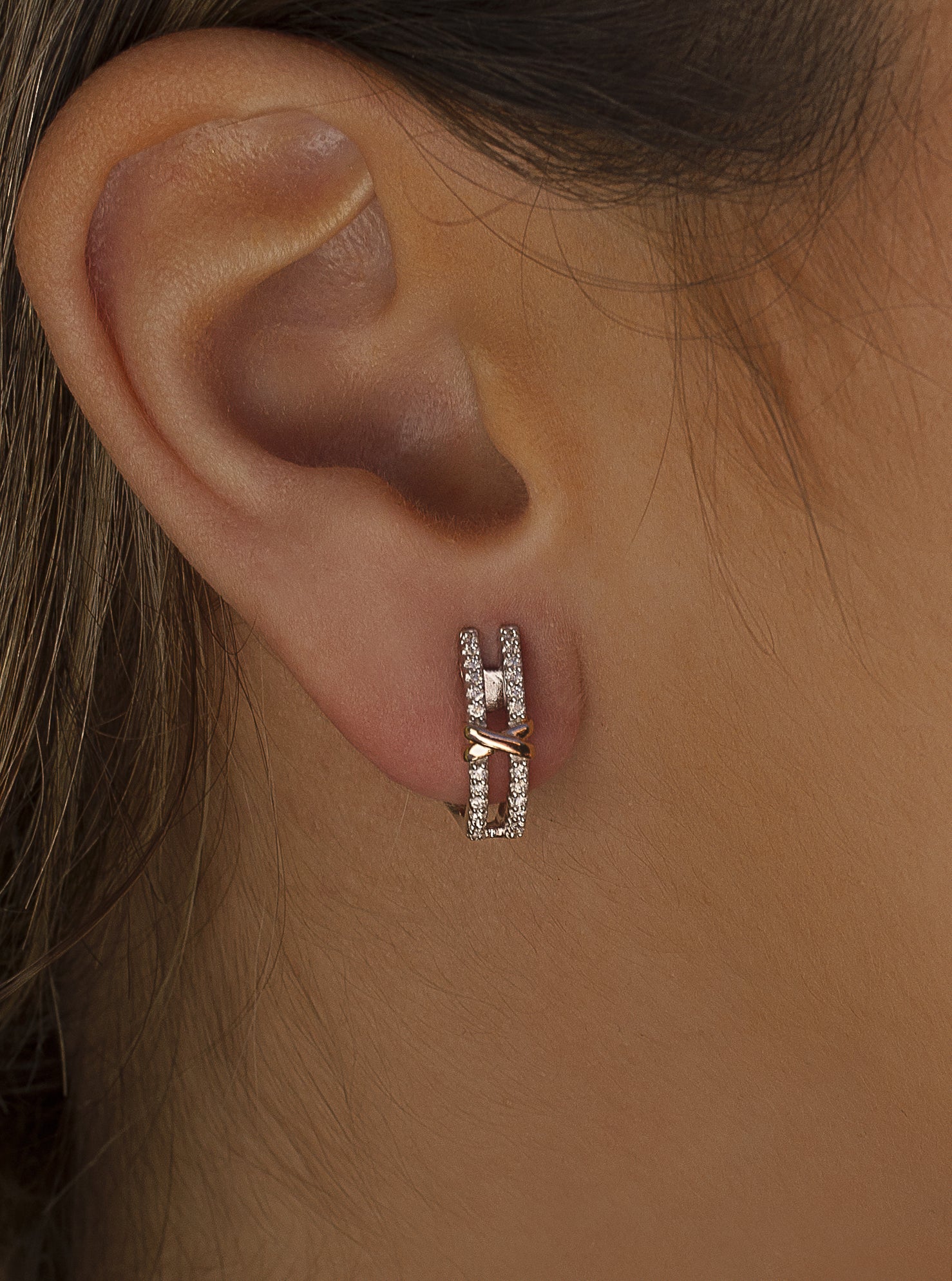 Boucles d'oreilles fermeture omega avec clip plaqué or LINEARGENT