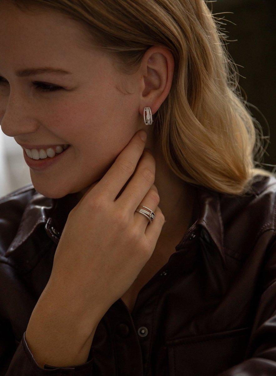 boucles d'oreilles fermeture argent  oméga design boucle à trois rangs avec LINEARGENT