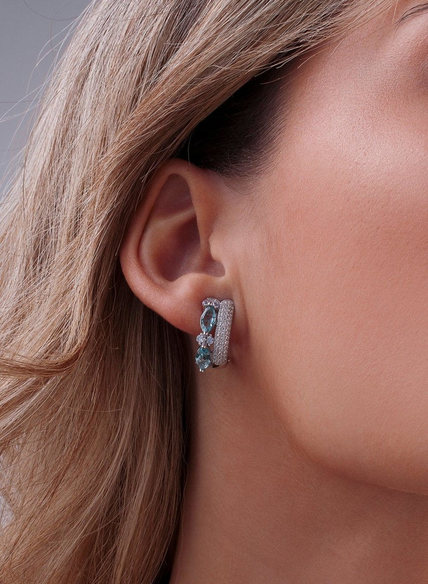 earrings silveromega clasp small design lateral zirconias size marquise Blue