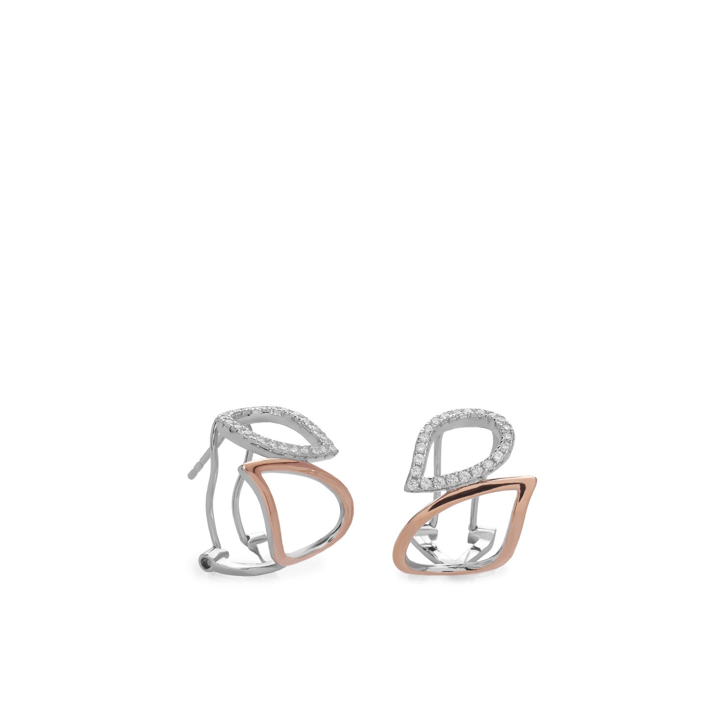 Pendientes cierre omega diseño gotas irregulares bicolores-LINEARGENT