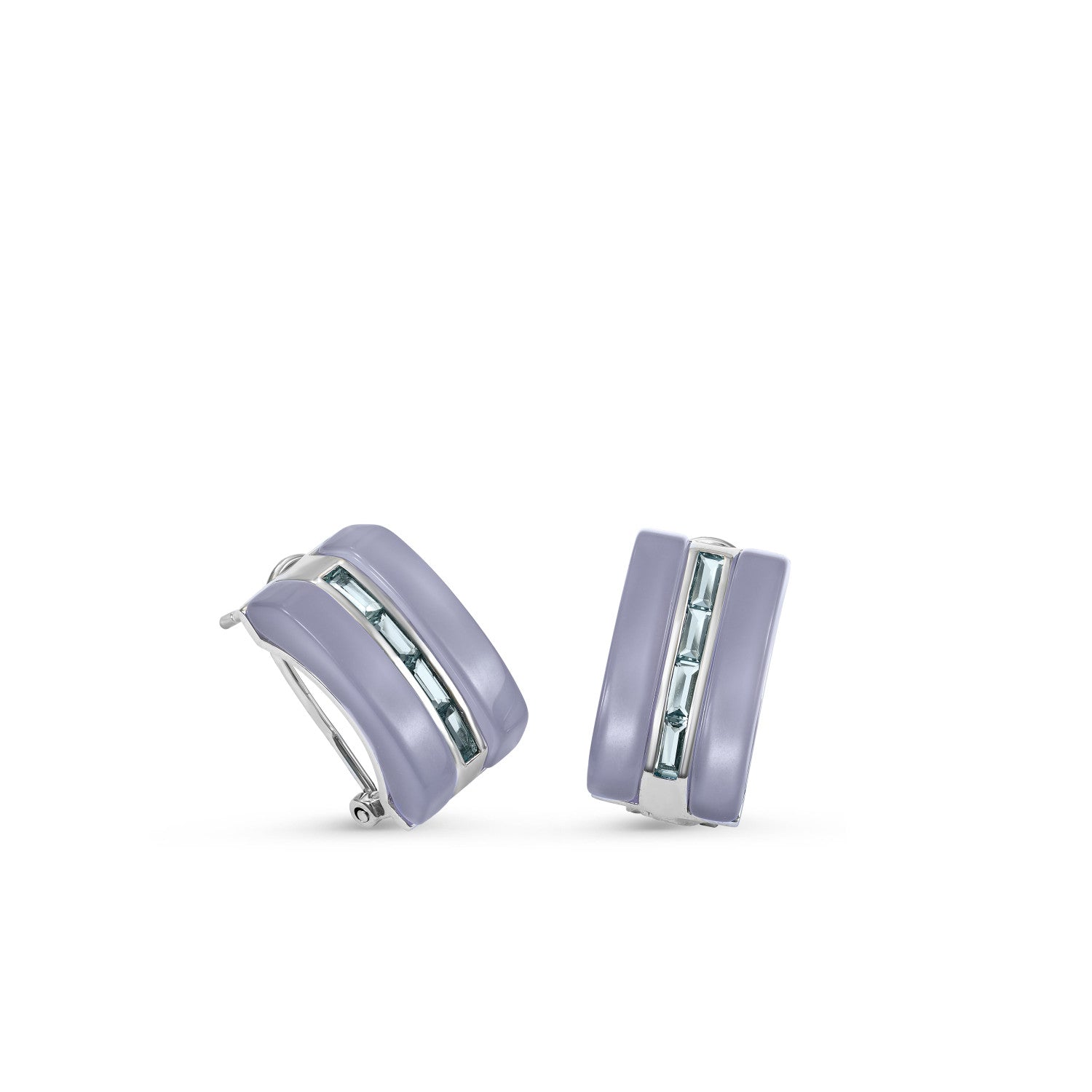 Pendientes cierre omega diseño resina y gemas lilas-LINEARGENT
