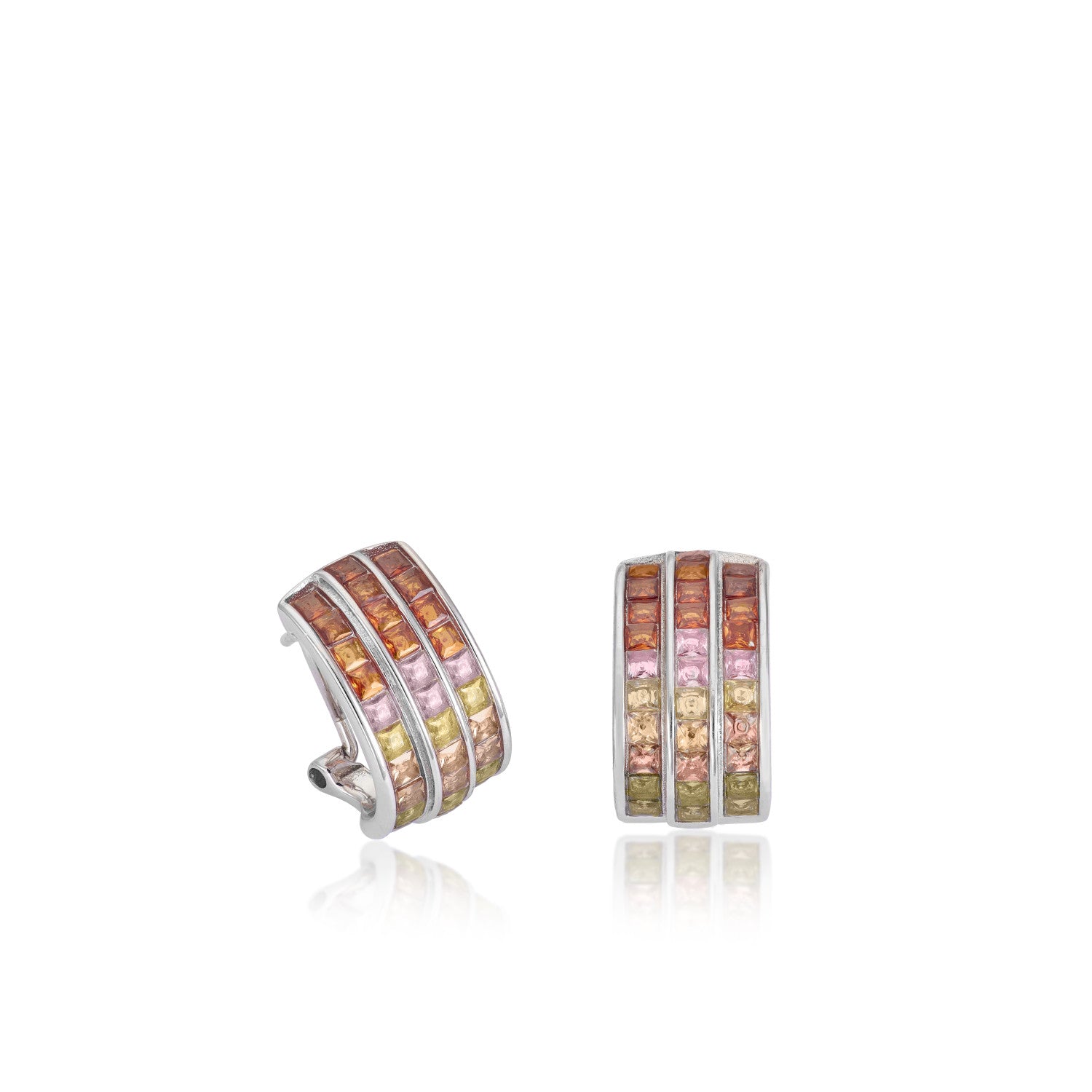 Pendientes cierre omega triple raíl tonos cálidos-LINEARGENT