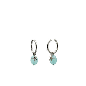 Pendientes con colgantes de plata charm de estrella de mar y turquesa