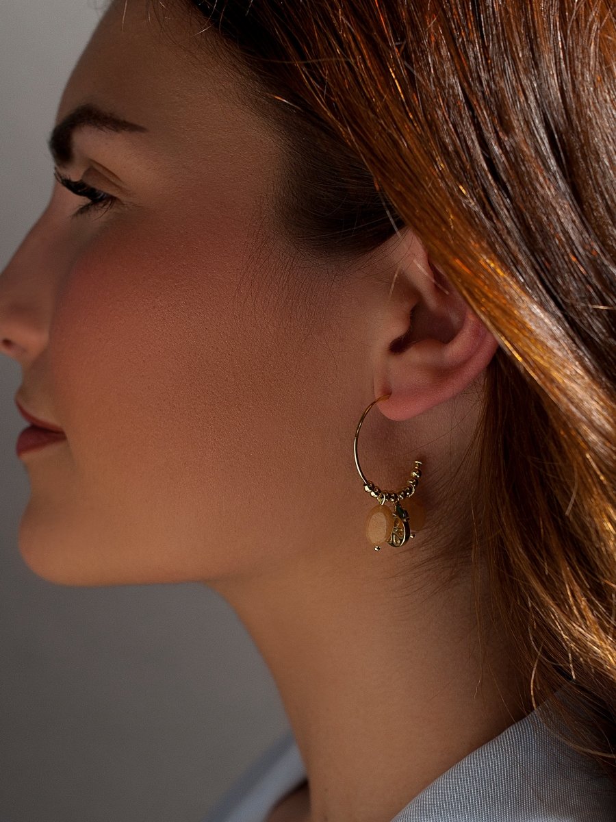 Pendientes con colgantes de plata charm naranja con circonitas y aventurina naranja