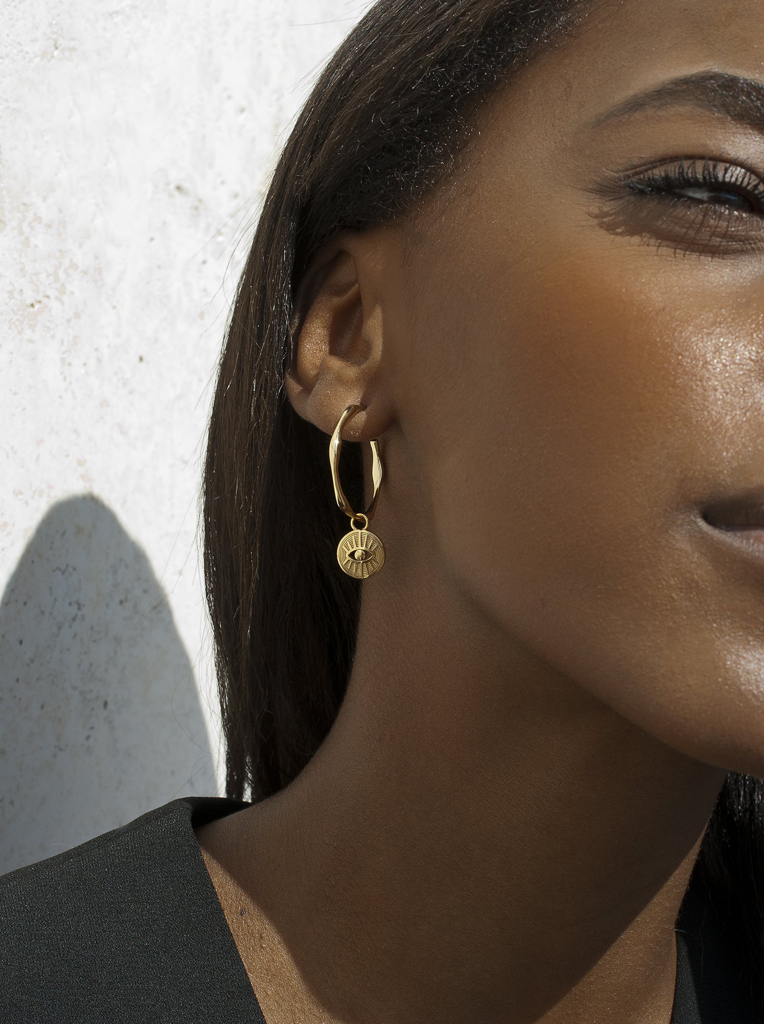 Pendientes con colgantes de plata estilo aro diseño ojo