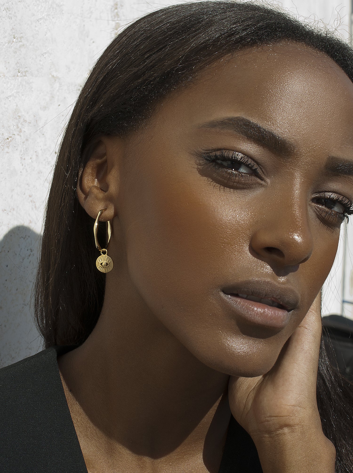 Pendientes con colgantes de plata estilo aro diseño ojo