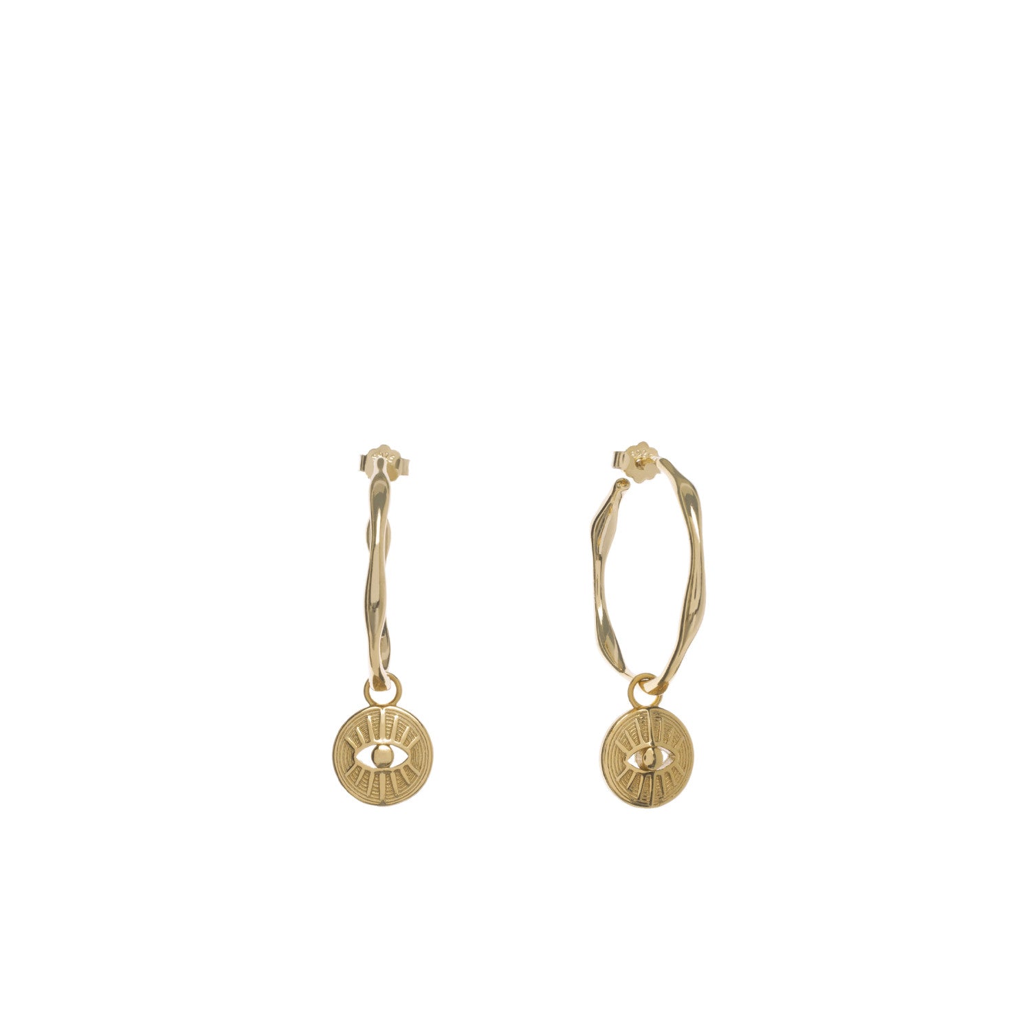 Pendientes con colgantes de plata estilo aro diseño ojo-LINEARGENT