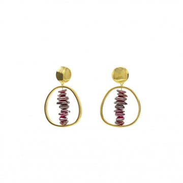 Pendientes con colgantes diseño de aro con piedras naturales